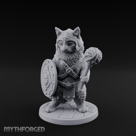 Mace And Shield Ready Tabaxi Paladin Miniature for Dungeons and Dragons, Pathfinder or other TTRPGs