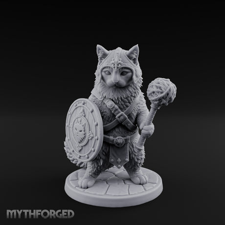 Mace And Shield Ready Tabaxi Paladin Miniature for Dungeons and Dragons, Pathfinder or other TTRPGs