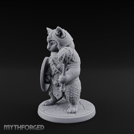 Mace And Shield Ready Tabaxi Paladin Miniature for Dungeons and Dragons, Pathfinder or other TTRPGs