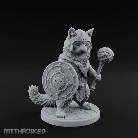 Mace And Shield Ready Tabaxi Paladin Miniature for Dungeons and Dragons, Pathfinder or other TTRPGs