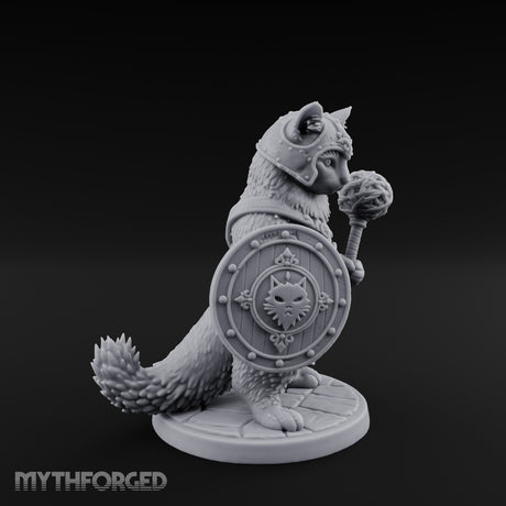 Mace And Shield Ready Tabaxi Paladin Miniature for Dungeons and Dragons, Pathfinder or other TTRPGs