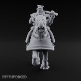 Mace Cocked Snarling Steed Human Battle Priest on Horseback Miniature for Dungeons and Dragons, Pathfinder or other TTRPGs