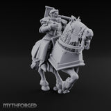 Mace Cocked Snarling Steed Human Battle Priest on Horseback Miniature for Dungeons and Dragons, Pathfinder or other TTRPGs