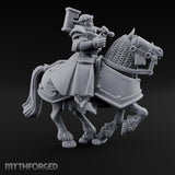 Mace Cocked Snarling Steed Human Battle Priest on Horseback Miniature for Dungeons and Dragons, Pathfinder or other TTRPGs