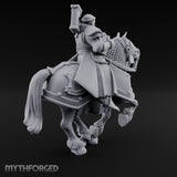 Mace Cocked Snarling Steed Human Battle Priest on Horseback Miniature for Dungeons and Dragons, Pathfinder or other TTRPGs