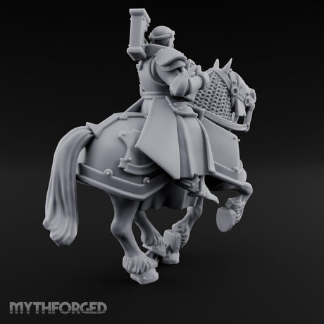 Mace Cocked Snarling Steed Human Battle Priest on Horseback Miniature for Dungeons and Dragons, Pathfinder or other TTRPGs