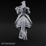 Mace Cocked Snarling Steed Human Battle Priest on Horseback Miniature for Dungeons and Dragons, Pathfinder or other TTRPGs