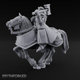Mace Cocked Snarling Steed Human Battle Priest on Horseback Miniature for Dungeons and Dragons, Pathfinder or other TTRPGs