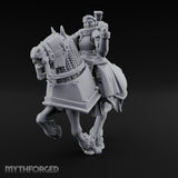 Mace Cocked Snarling Steed Human Battle Priest on Horseback Miniature for Dungeons and Dragons, Pathfinder or other TTRPGs