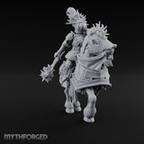 Mace Dangling Spike Helmed Skeleton Knight on Horseback Miniature for Dungeons and Dragons, Pathfinder or other TTRPGs