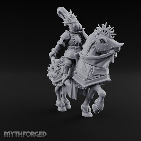Mace Dangling Spike Helmed Skeleton Knight on Horseback Miniature for Dungeons and Dragons, Pathfinder or other TTRPGs