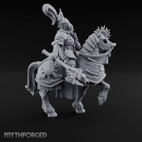 Mace Dangling Spike Helmed Skeleton Knight on Horseback Miniature for Dungeons and Dragons, Pathfinder or other TTRPGs