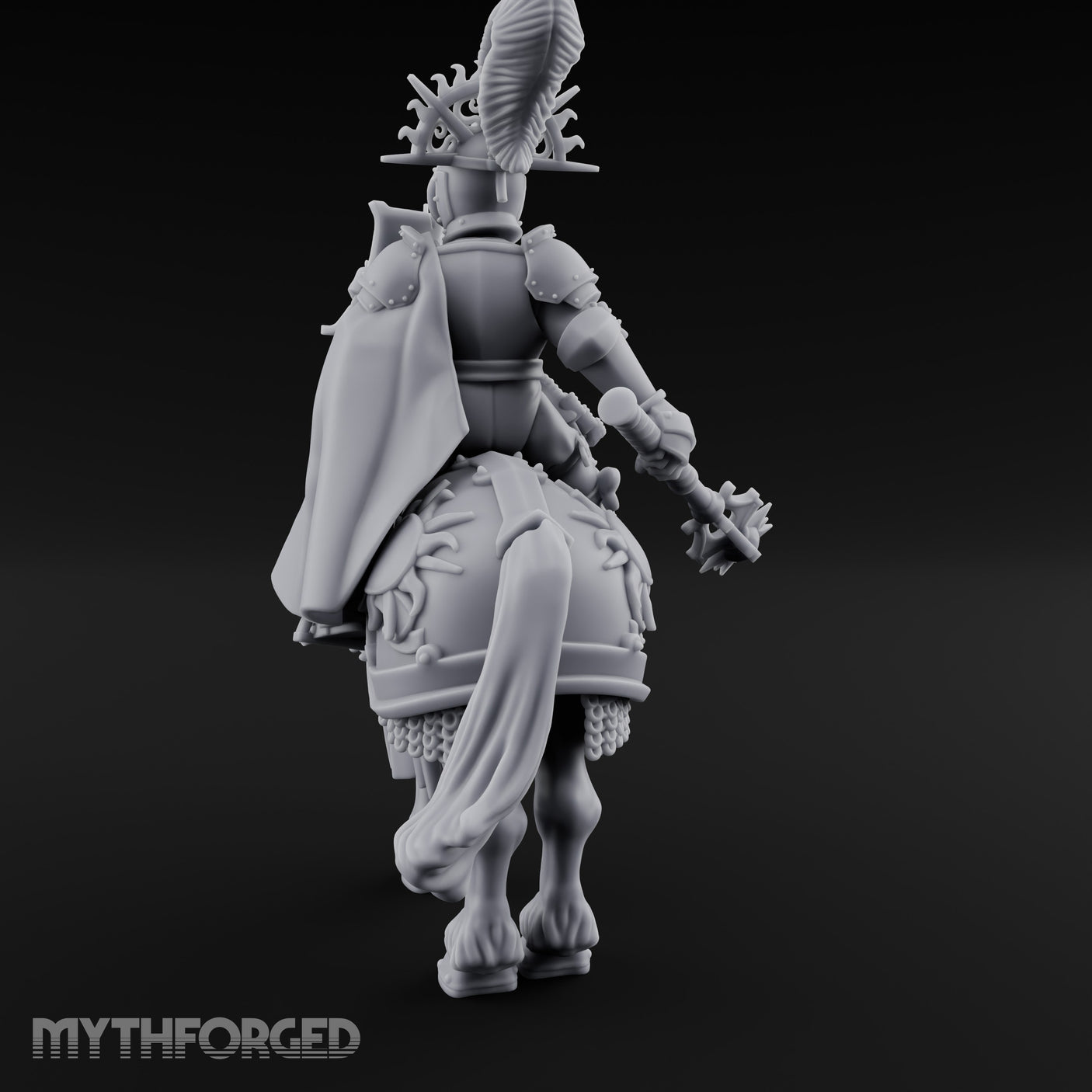 Mace Dangling Spike Helmed Skeleton Knight on Horseback Miniature for Dungeons and Dragons, Pathfinder or other TTRPGs