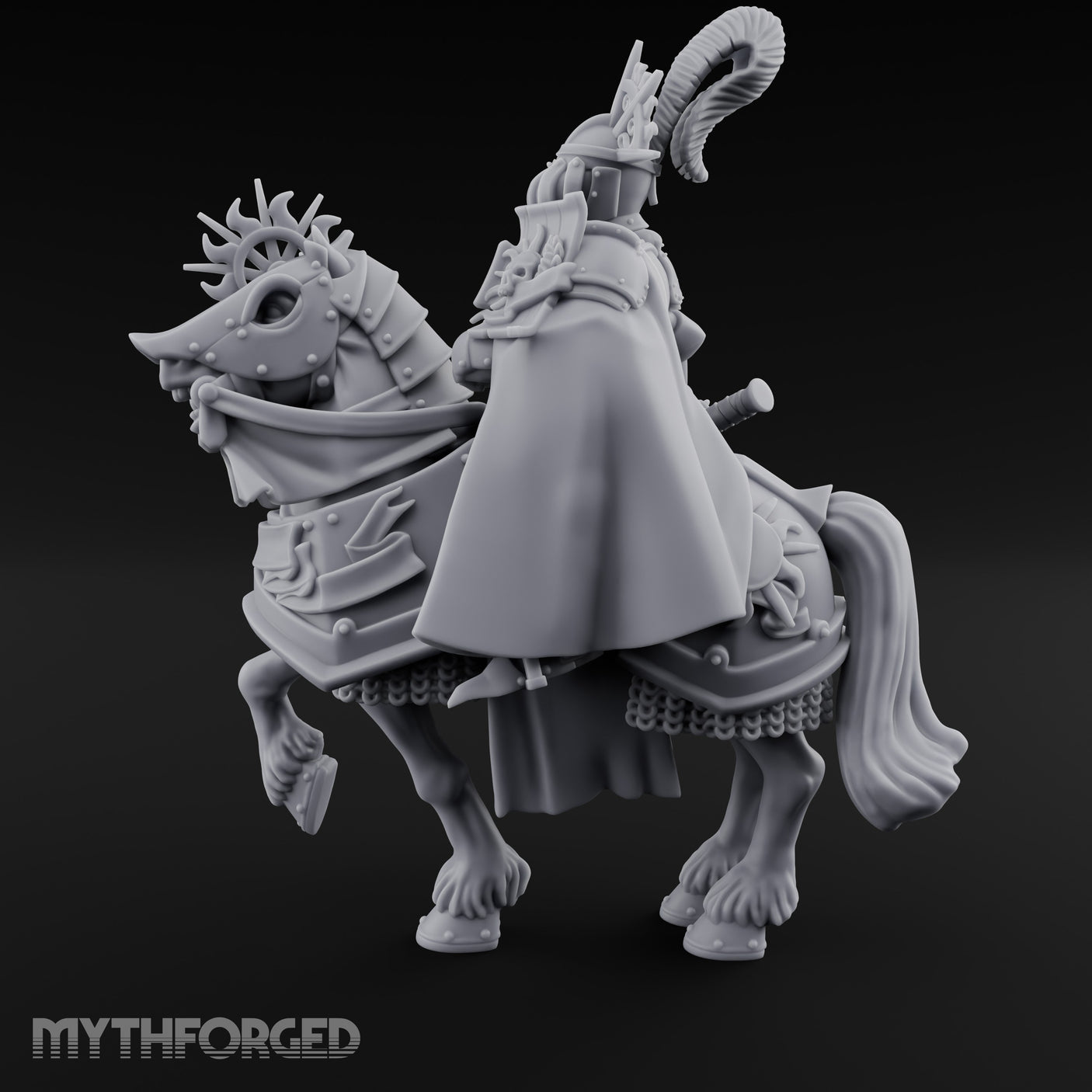 Mace Dangling Spike Helmed Skeleton Knight on Horseback Miniature for Dungeons and Dragons, Pathfinder or other TTRPGs