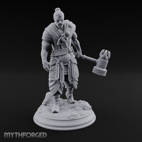 Mace Dragging Human Warrior Miniature for Dungeons and Dragons, Pathfinder or other TTRPGs