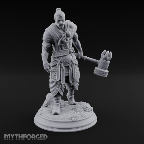 Mace Dragging Human Warrior Miniature for Dungeons and Dragons, Pathfinder or other TTRPGs