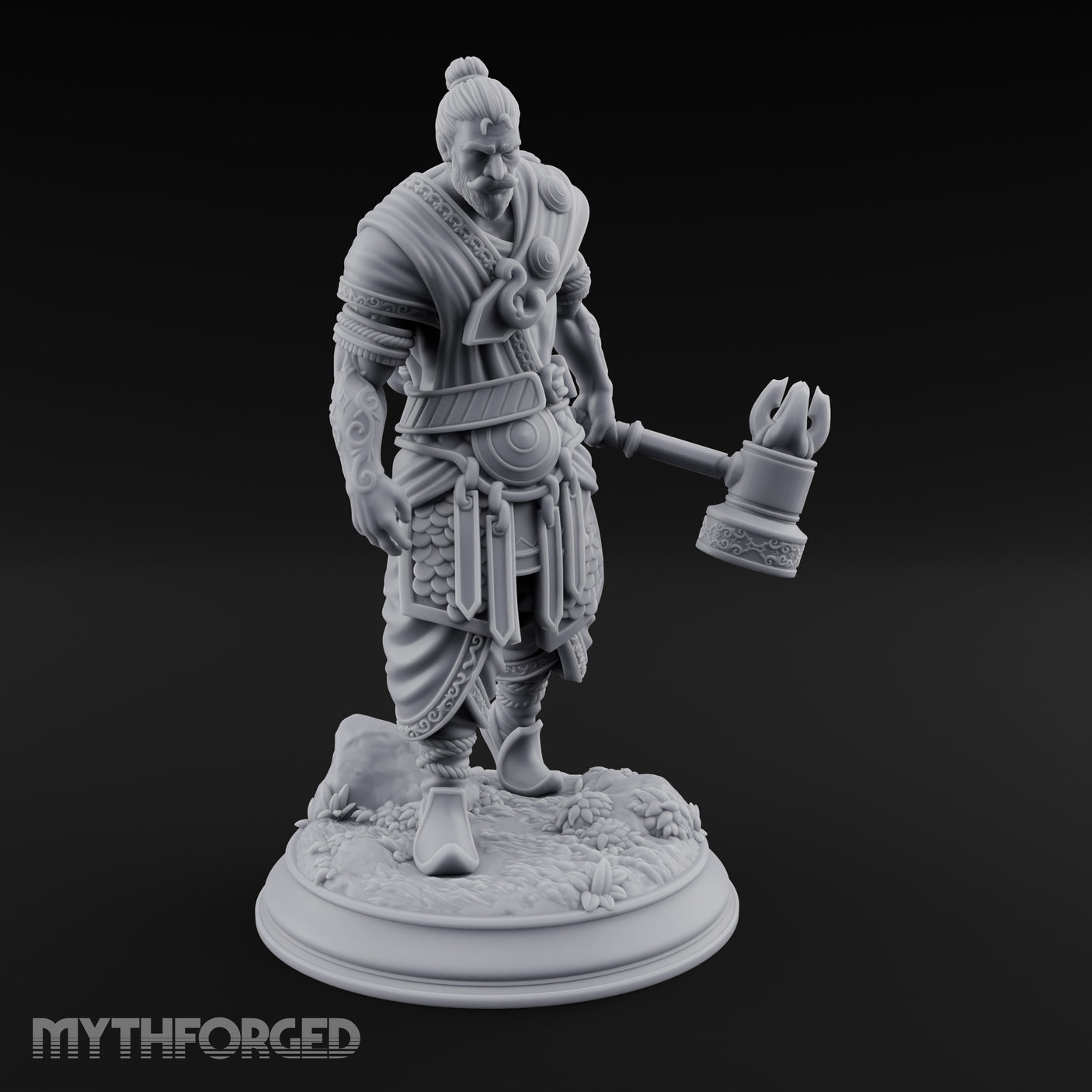 Mace Dragging Human Warrior Miniature for Dungeons and Dragons, Pathfinder or other TTRPGs