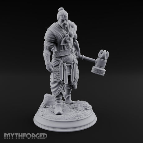 Mace Dragging Human Warrior Miniature for Dungeons and Dragons, Pathfinder or other TTRPGs