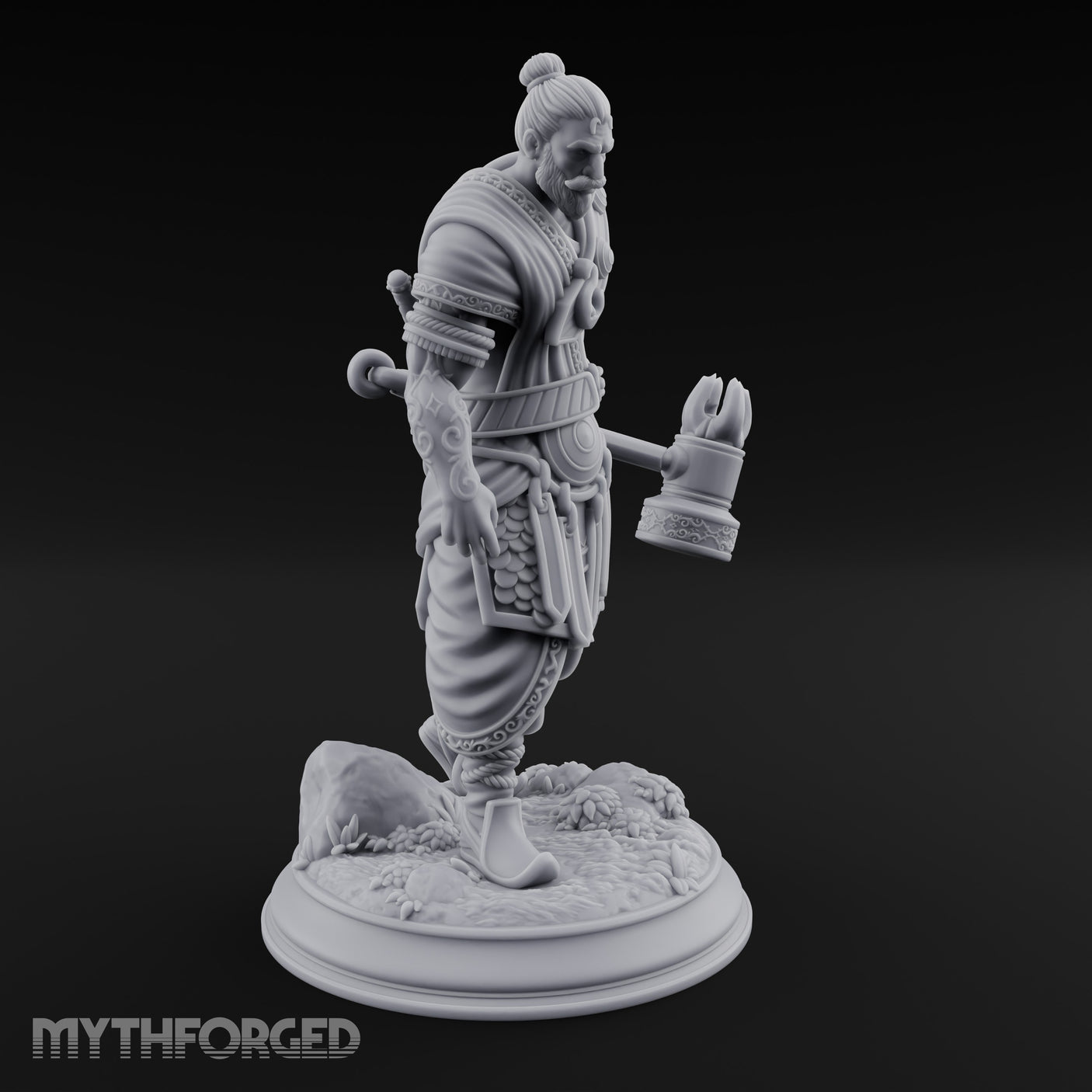 Mace Dragging Human Warrior Miniature for Dungeons and Dragons, Pathfinder or other TTRPGs