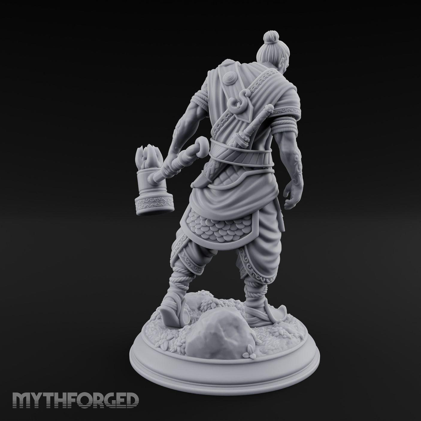 Mace Dragging Human Warrior Miniature for Dungeons and Dragons, Pathfinder or other TTRPGs