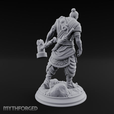 Mace Dragging Human Warrior Miniature for Dungeons and Dragons, Pathfinder or other TTRPGs