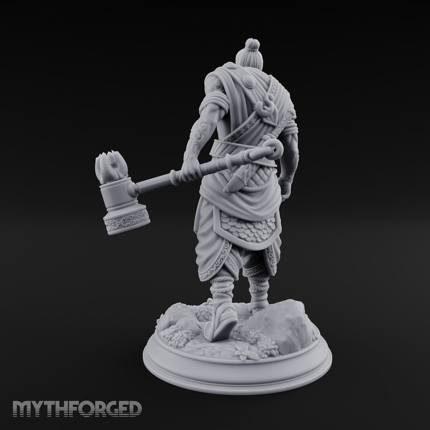 Mace Dragging Human Warrior Miniature for Dungeons and Dragons, Pathfinder or other TTRPGs