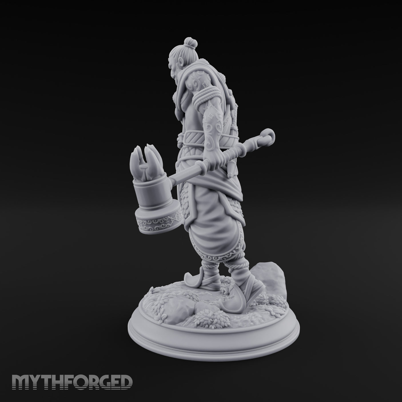 Mace Dragging Human Warrior Miniature for Dungeons and Dragons, Pathfinder or other TTRPGs