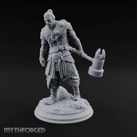 Mace Dragging Human Warrior Miniature for Dungeons and Dragons, Pathfinder or other TTRPGs