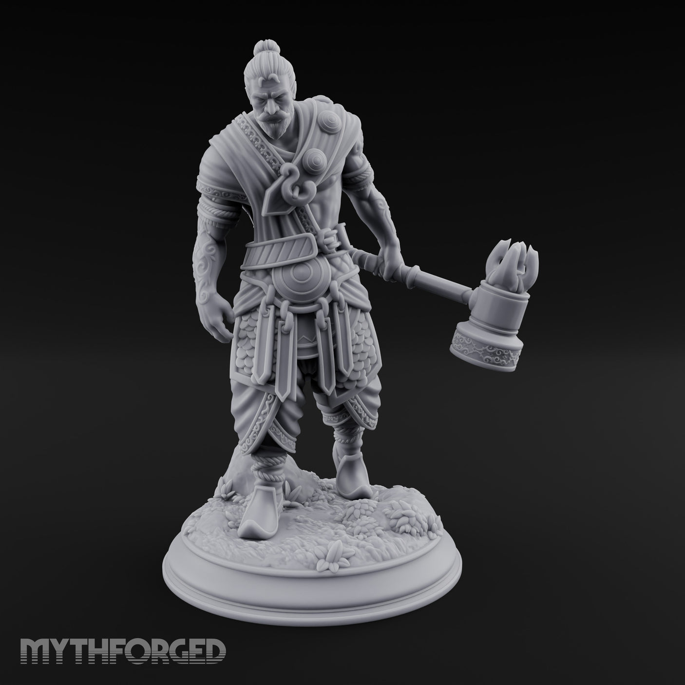 Mace Dragging Human Warrior Miniature for Dungeons and Dragons, Pathfinder or other TTRPGs