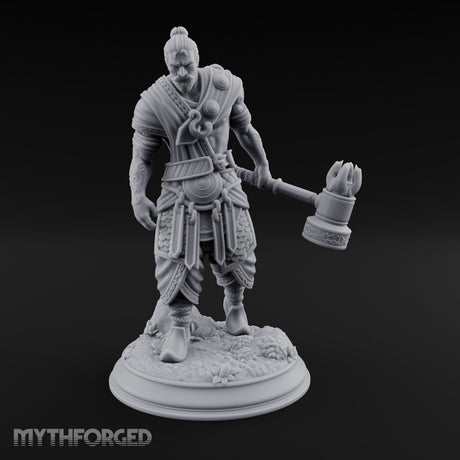 Mace Dragging Human Warrior Miniature for Dungeons and Dragons, Pathfinder or other TTRPGs