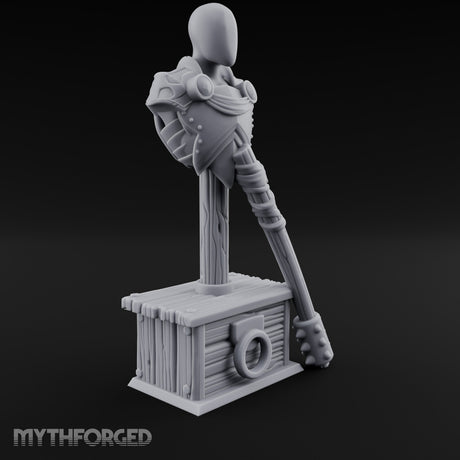Mace-Leaned Pauldron-Plated Knight Training Shield Dummy Miniature for Dungeons and Dragons, Pathfinder or other TTRPGs