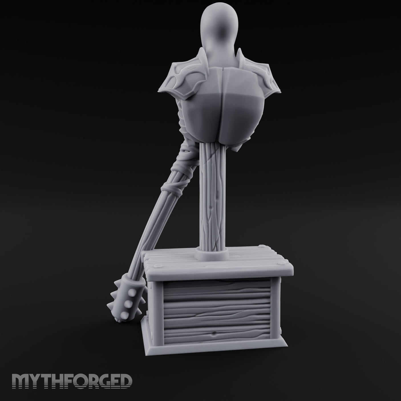Mace-Leaned Pauldron-Plated Knight Training Shield Dummy gallery 5