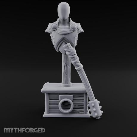 Mace-Leaned Pauldron-Plated Knight Training Shield Dummy Miniature for Dungeons and Dragons, Pathfinder or other TTRPGs