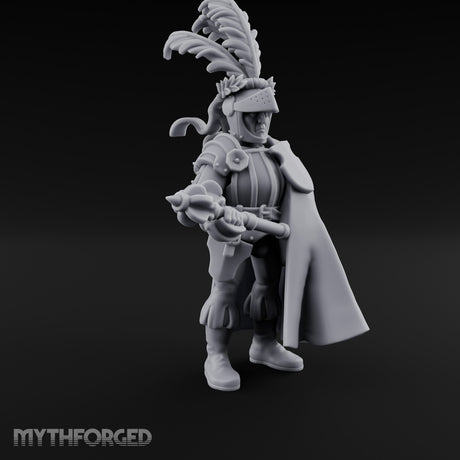Mace Levelled Caped Human Captain Miniature for Dungeons and Dragons, Pathfinder or other TTRPGs