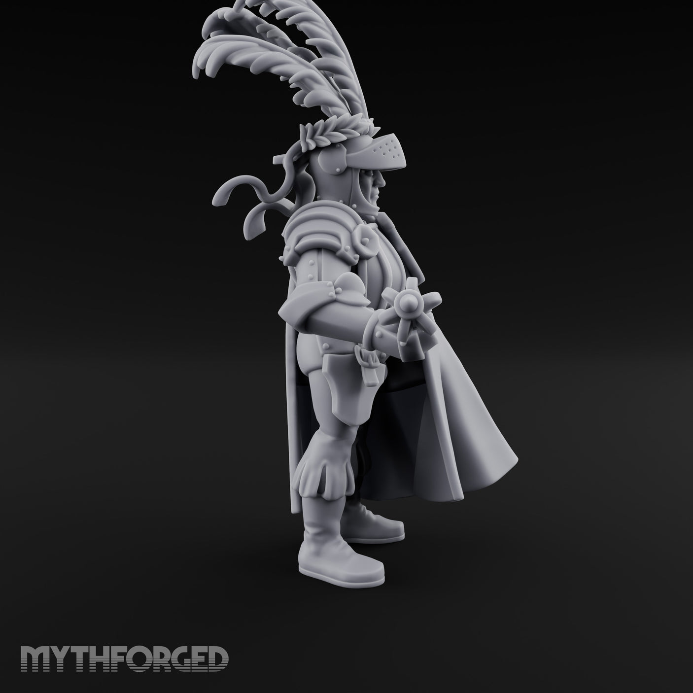 Mace Levelled Caped Human Captain Miniature for Dungeons and Dragons, Pathfinder or other TTRPGs