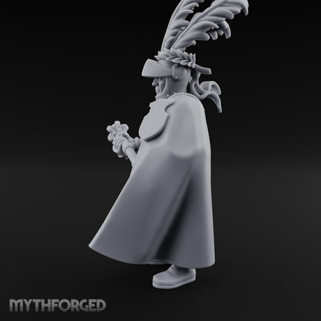 Mace Levelled Caped Human Captain Miniature for Dungeons and Dragons, Pathfinder or other TTRPGs