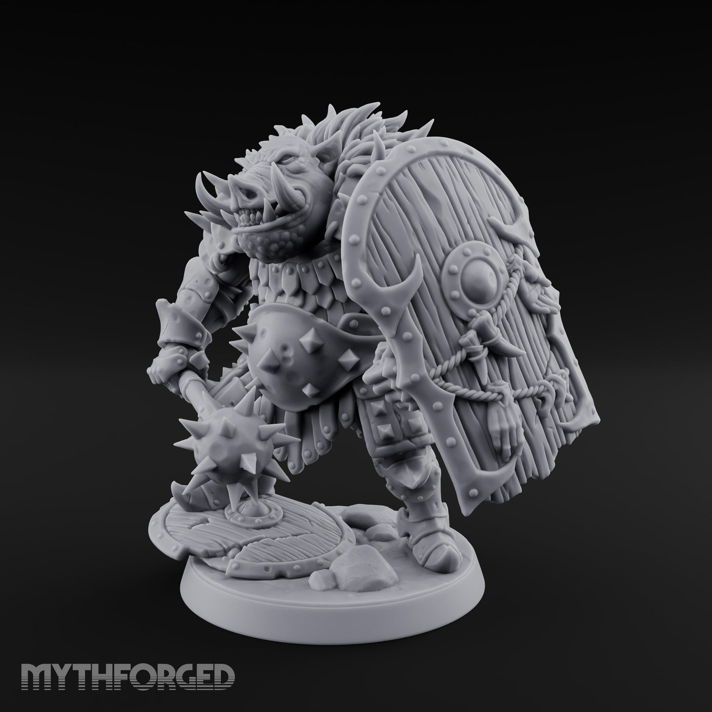 Mace Planting Pig Orc Warrior — Without