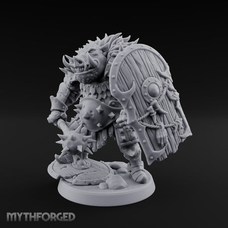 Mace Planting Pig Orc Warrior Miniature for Dungeons and Dragons, Pathfinder or other TTRPGs
