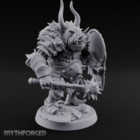 Mace Planting Pig Orc Warrior Miniature for Dungeons and Dragons, Pathfinder or other TTRPGs