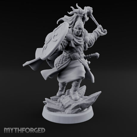 Mace Smashing Shield Bracing Reef Knight Miniature for Dungeons and Dragons, Pathfinder or other TTRPGs
