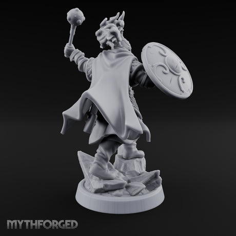 Mace Smashing Shield Bracing Reef Knight Miniature for Dungeons and Dragons, Pathfinder or other TTRPGs