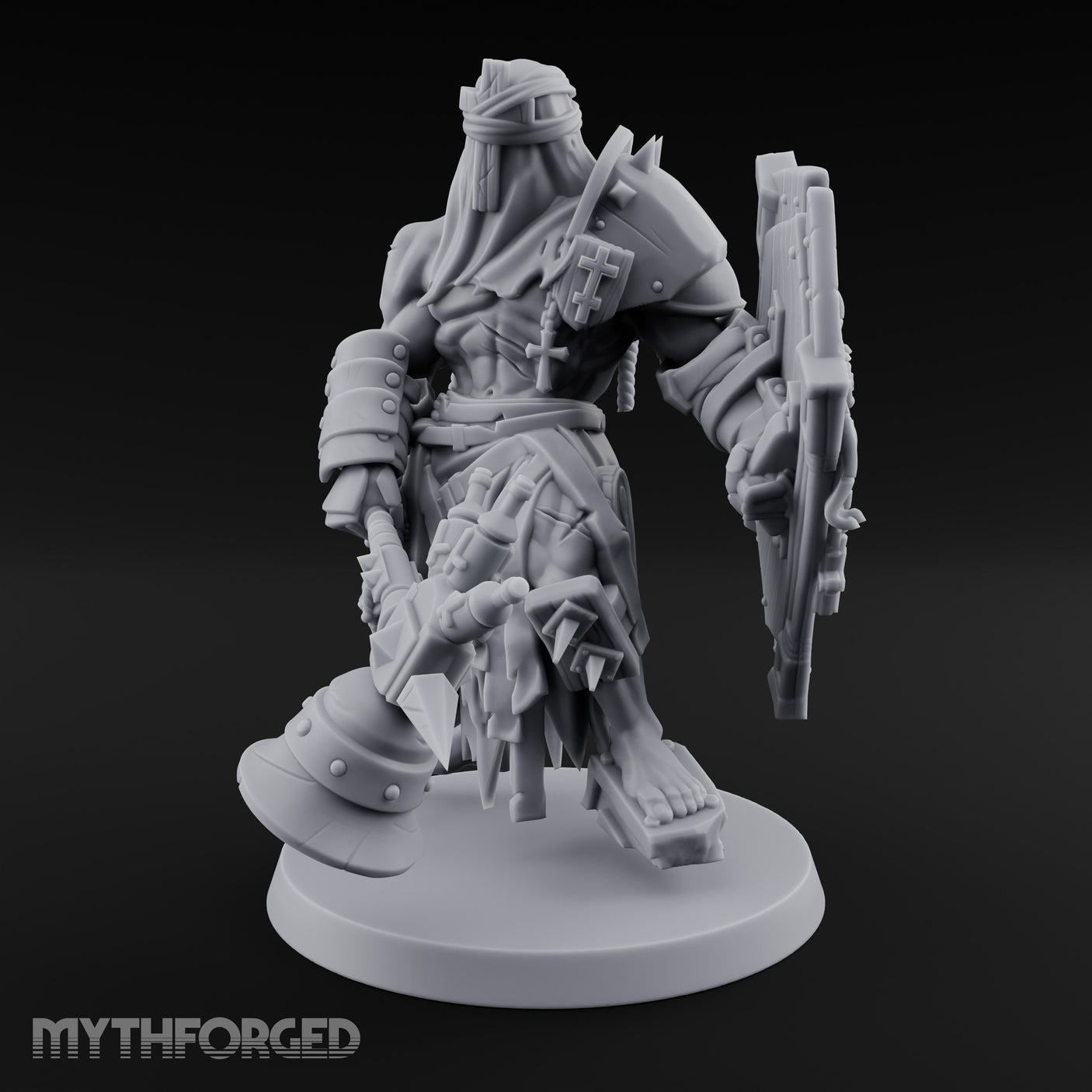 Mace Swinging Shield Bearing Anointed Warrior Miniature for Dungeons and Dragons, Pathfinder or other TTRPGs