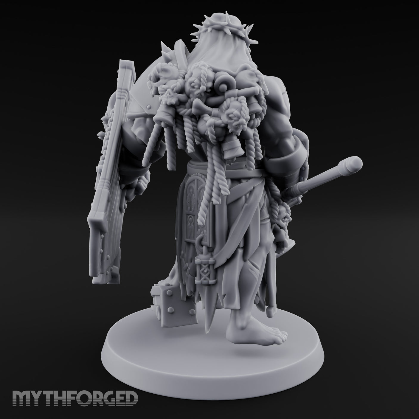 Mace Swinging Shield Bearing Anointed Warrior Miniature for Dungeons and Dragons, Pathfinder or other TTRPGs