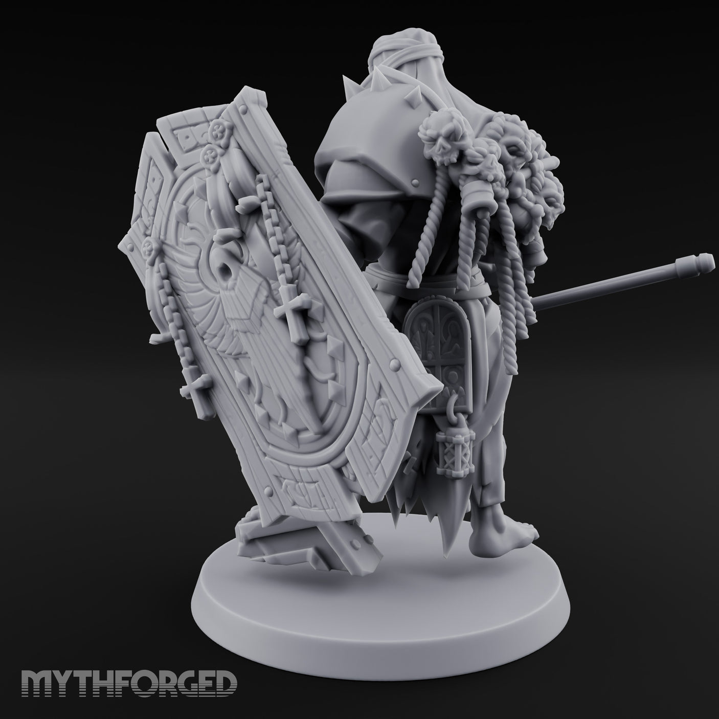 Mace Swinging Shield Bearing Anointed Warrior Miniature for Dungeons and Dragons, Pathfinder or other TTRPGs