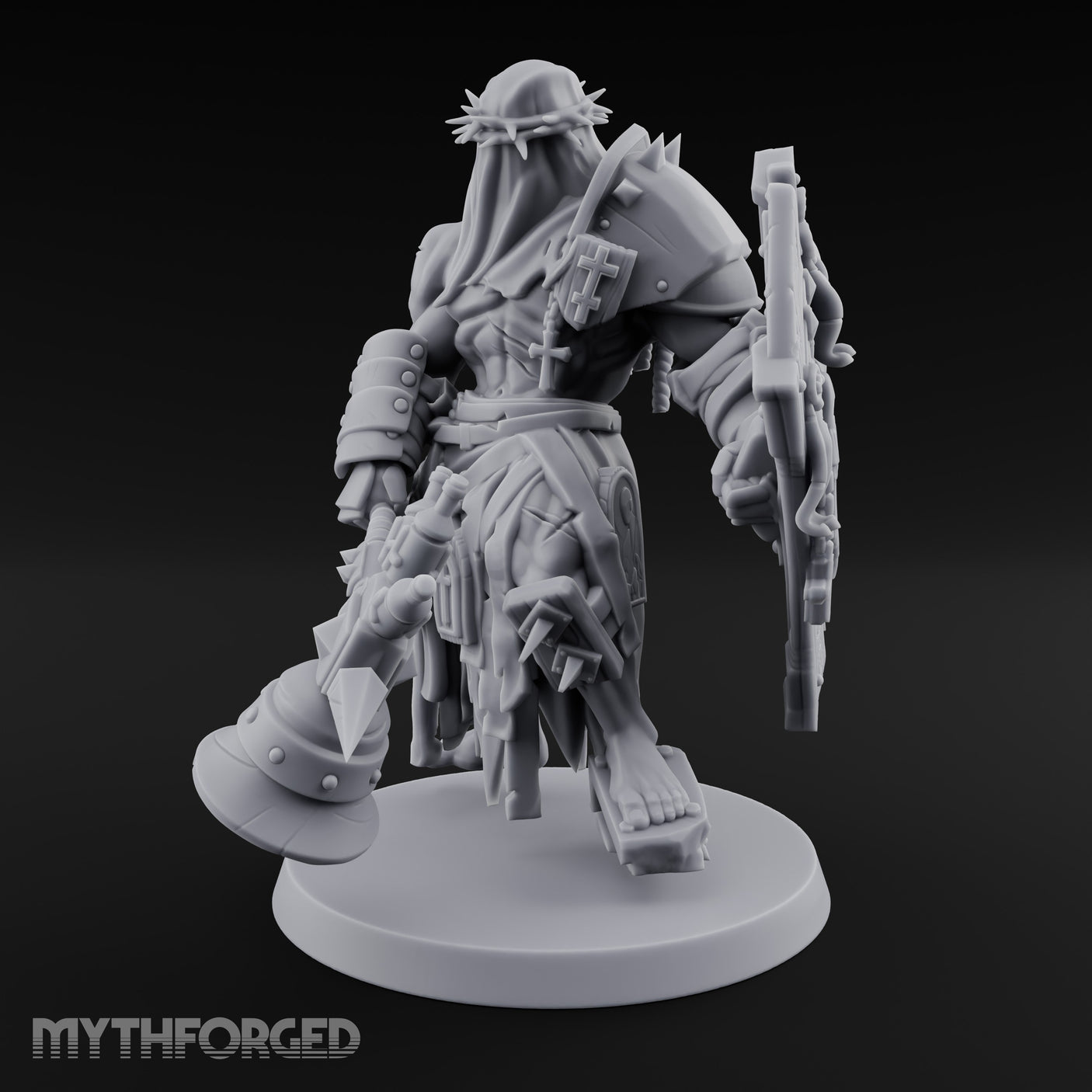 Mace Swinging Shield Bearing Anointed Warrior Miniature for Dungeons and Dragons, Pathfinder or other TTRPGs