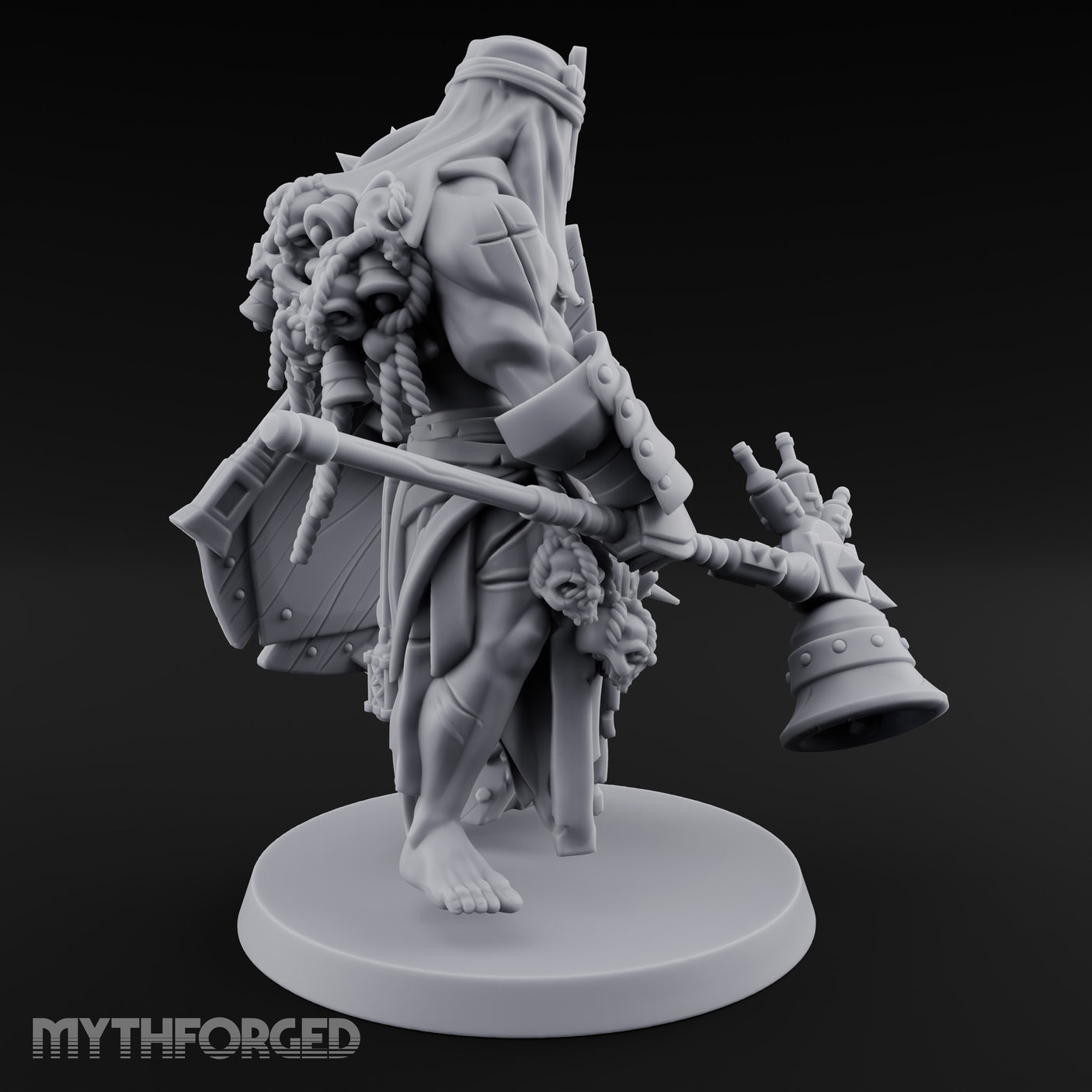 Mace Swinging Shield Bearing Anointed Warrior Miniature for Dungeons and Dragons, Pathfinder or other TTRPGs