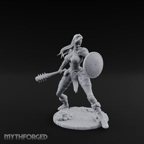 Mace Swinging Shield Ready Human Barbarian Miniature for Dungeons and Dragons, Pathfinder or other TTRPGs