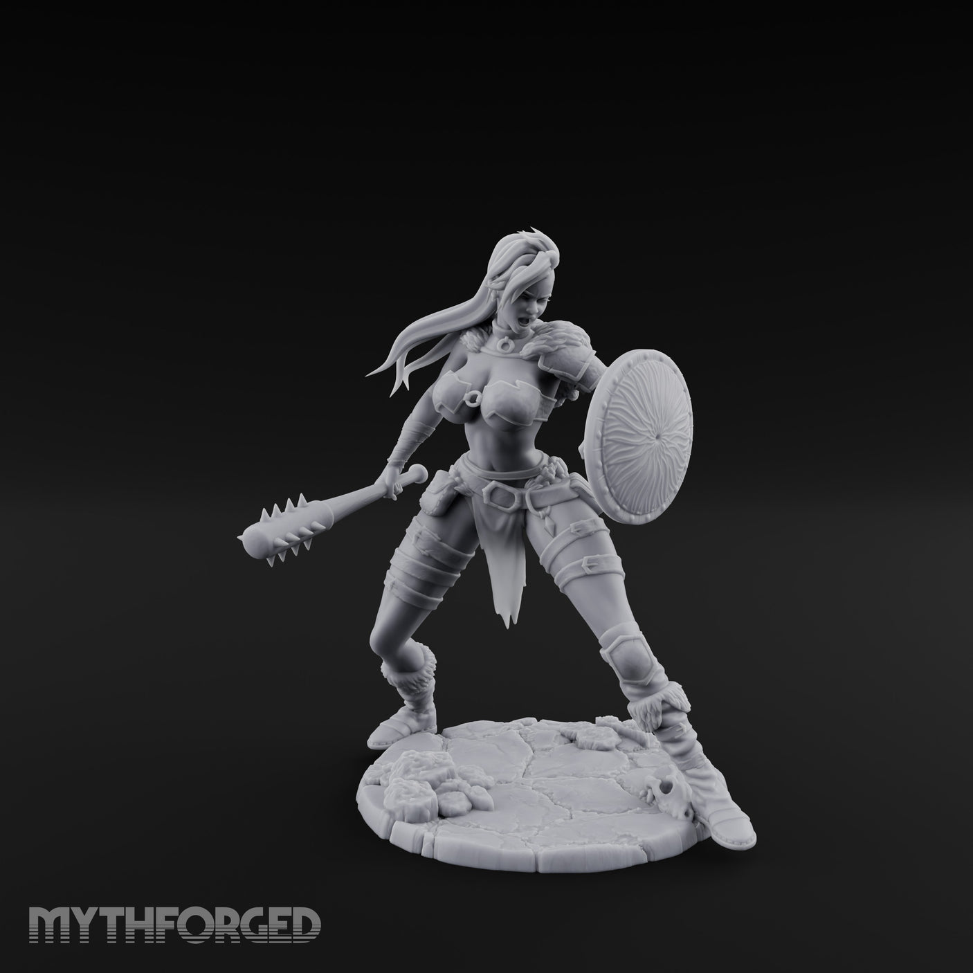 Mace Swinging Shield Ready Human Barbarian Miniature for Dungeons and Dragons, Pathfinder or other TTRPGs