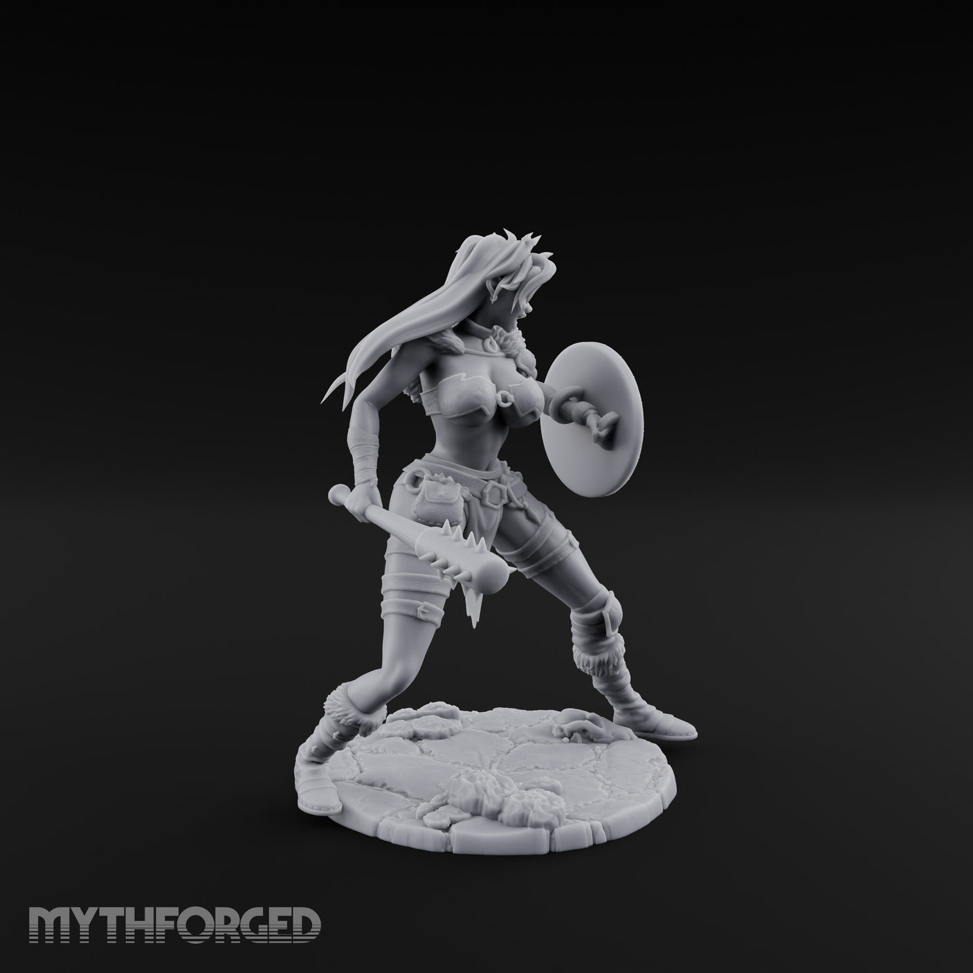 Mace Swinging Shield Ready Human Barbarian Miniature for Dungeons and Dragons, Pathfinder or other TTRPGs