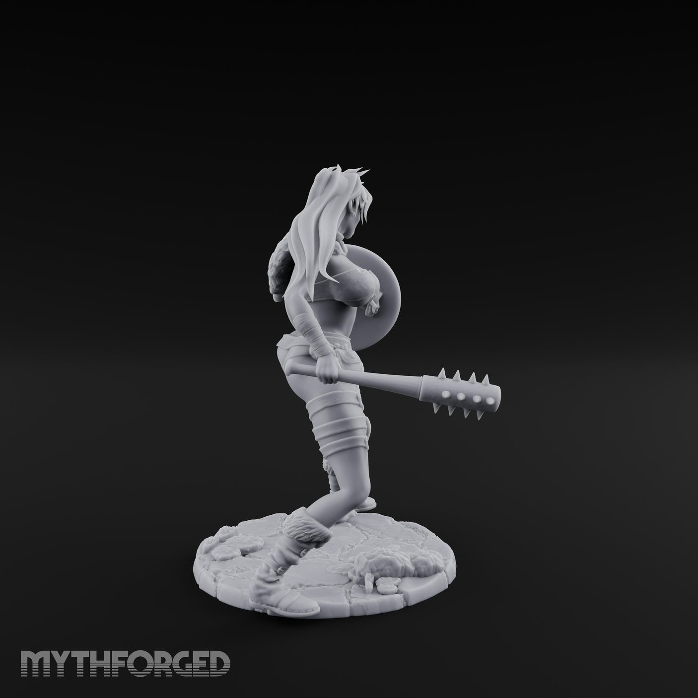 Mace Swinging Shield Ready Human Barbarian Miniature for Dungeons and Dragons, Pathfinder or other TTRPGs